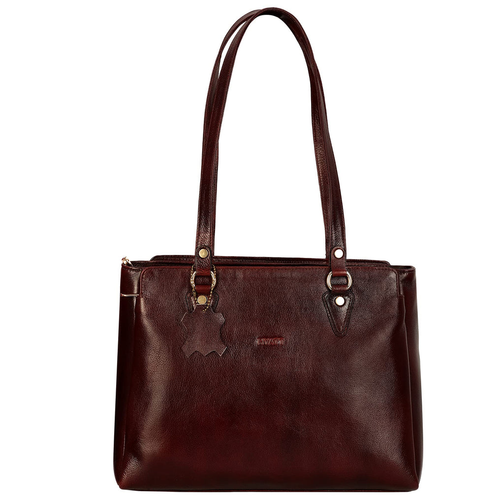 Richsign Leather Accessories Full-Grain Natural Leather Top-Handle Satchel Handbags & Shoulder Tote Bags For Women (Dimension- L-13 X H-10 X W- 5 Inch, Weight, 0.8kg / 800g (Coffee)