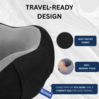 Billebon Premium Neck Pillow Ultra Soft with Hoodie, for Airplane (Grey Hoodie Neck Pillow with Eye Mask)