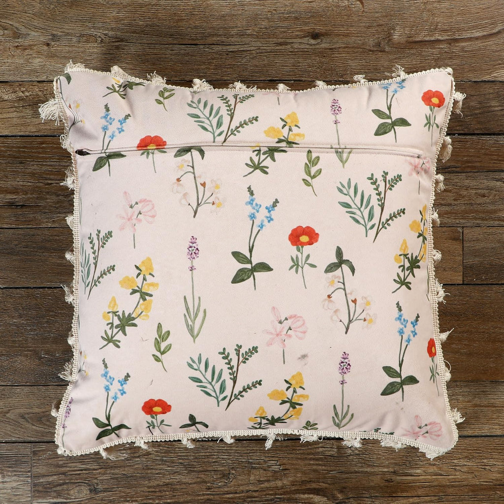 ishro home Premium Cushion Cover 16 inch x 16 inch | Set of 5 – Soft European Standard Fabric, Frill Design, Machine Washable | (5, Blooming Crane's-Bill, 16x16 Inch)