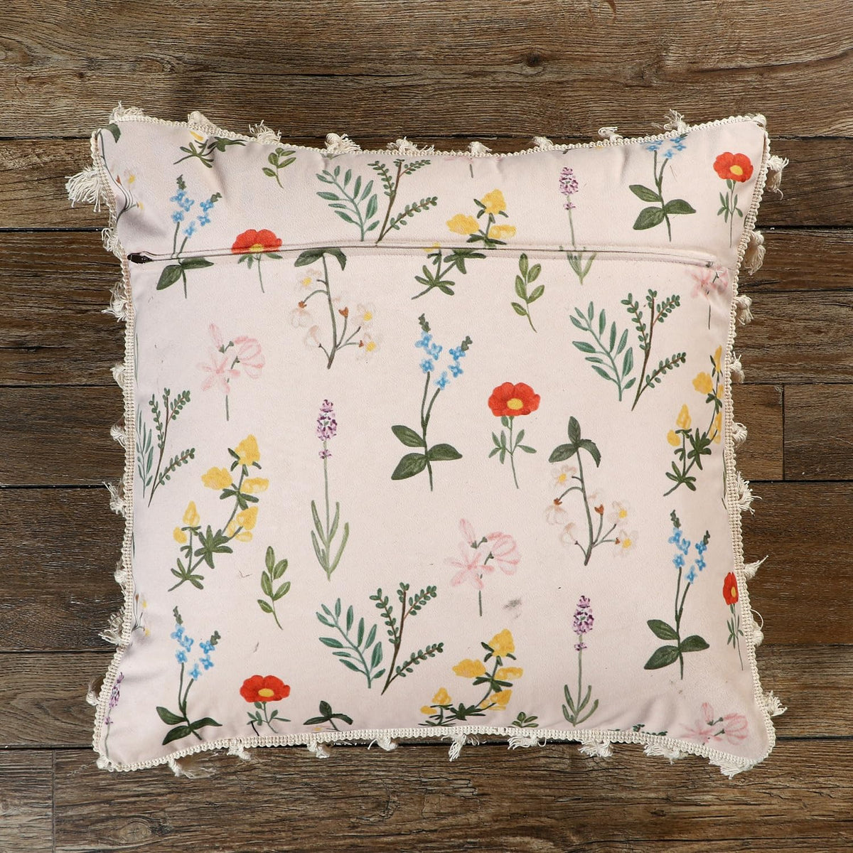 ishro home Premium Cushion Cover 16 inch x 16 inch | Set of 5 – Soft European Standard Fabric, Frill Design, Machine Washable | (5, Blooming Crane's-Bill, 16x16 Inch)