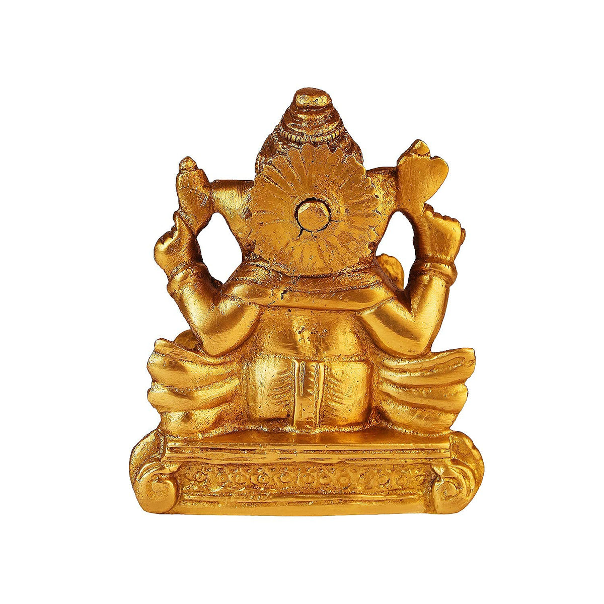 Svarup Brass Sitting Ganesha Idol in Gold Color Height 3.75 Inch Weight 0.8 Kg