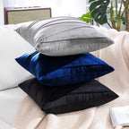 Khooti Velvet Striped Cushion Cover Pack of 1-14X14/36X36 Cm | Navy Blue | Soft Pillow Covers Cushion Case for Sofa Bedroom Living Room Chair Car, Cushion Cover with Zig Zag Pattern