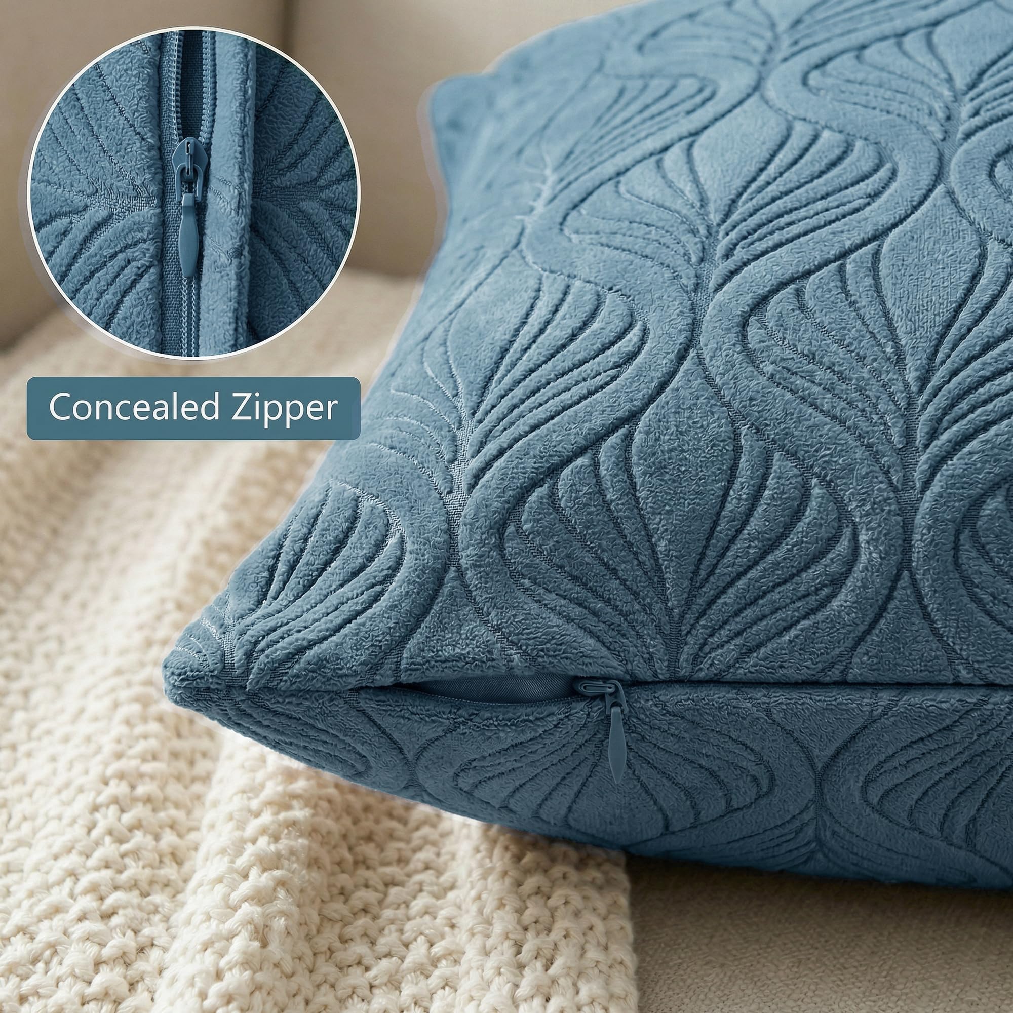 Yellow Weaves Jacquard Cushion Covers | Sofa Cushion Covers | Throw Pillow Cover for Sofa, Couch, Living Room| Removable & Washable | 16x16 Inches, 1 Piece (Teal Blue)