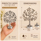 Metal Kalpavriksha Tree for Home Decor - Golden Wish Fulfilling Tree Metal Showpiece for Temple, Vastu, Office Table & Gifting Banyan (No 0 Silver with Box)