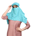 7 season's Female Cotton Short Scarf Cum Mask Universal Size/Usable For Vehicle Driver For Sunlight Uv Protection/White Printed Design (Cap_Firozi, Free)