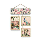 Artvibes Artistic Elephant Peacock & Tomb Pichwai Art Wooden Wall Hanger for Home Decor | Living Room | Office | Wall Art Painting For Hall | Graphic Artwork | Wall Poster | Unique Gift (WH_6536N)