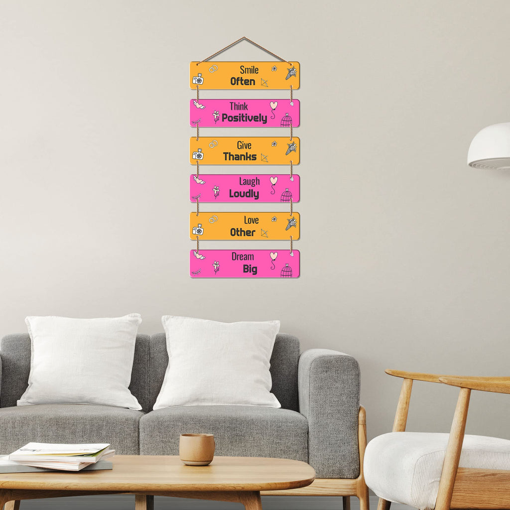 Artvibes Smile Often Think Positive Wooden Wall Hanger for Home Decor | Quotes Decor Item | Wall Accent Art Piece | Office Decor | Wall Art Print | Inspirational Quotes | Gift Items (WH_3240N)