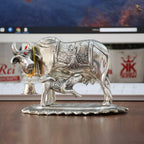 KridayKraft Metal Om Kamdhenu Cow and Calf Metal Statue for Good Luck,Feng Shui As Table Top Figurine,Vastu,Religious Gau MATA Idol Home,Office&Table Decorative,Animal