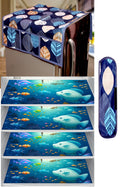 REVEXO Kitchen Combo Fridge Top Cover, 2 Piece Fridge Handle Cover, 4 Pcs Fridge Mats, (Set of 6 Piece) rev-03 Kafalo