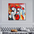 VIBECRAFTS Shri Radha Krishna 3 Pieces Canvas Wall Painting Fitted With Wooden Frame For Home | Office | Living Room | Gifts (PTVC3Pcs1_9535)