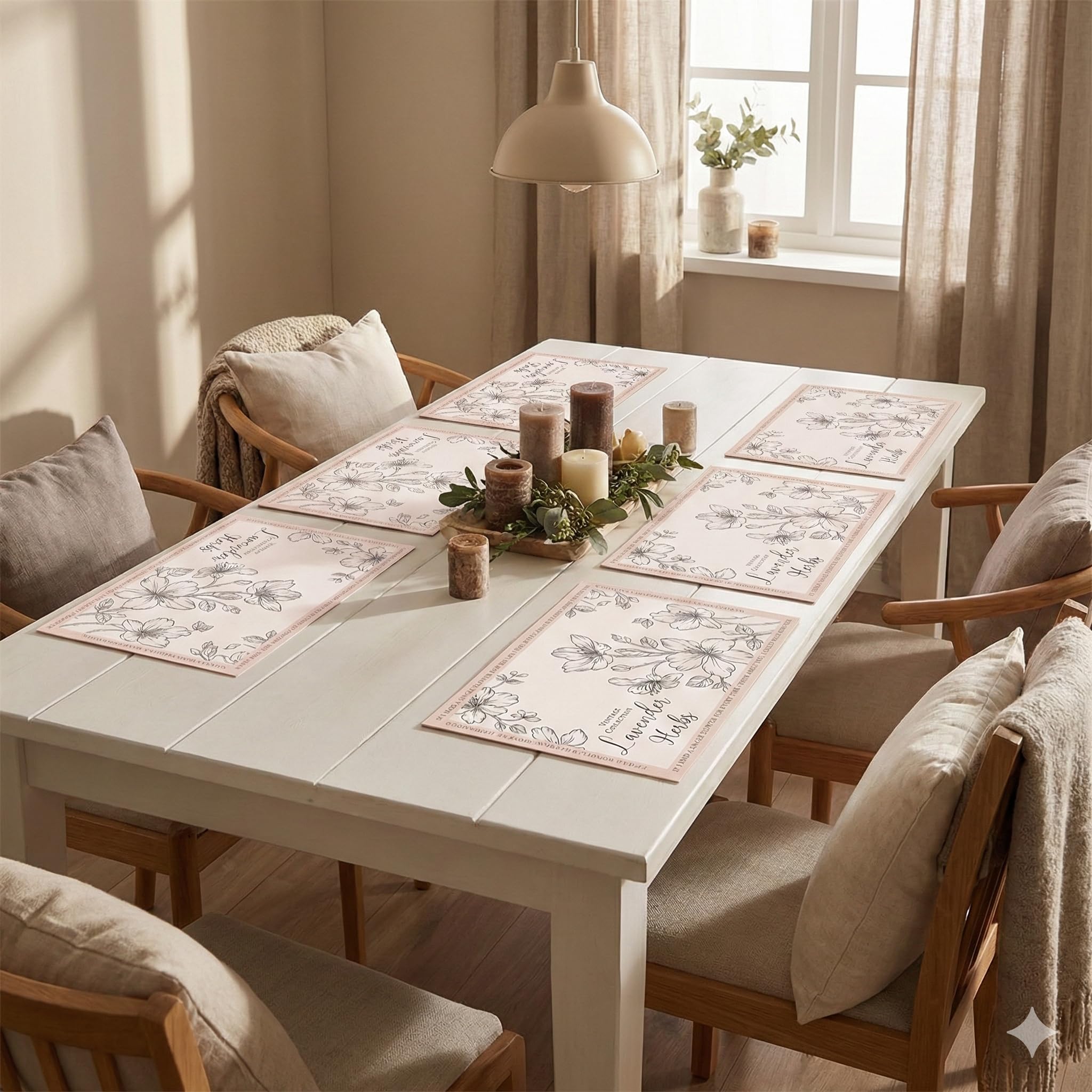 Upaado Leather Dining Table Placemat with Vintage Design - Pack of 6 | Heat Resistant, Waterproof, Non-Slip Table Mat for Kitchen Dining Table, PU Leather Mat for Table Protection (Pastel Blush) Kafalo