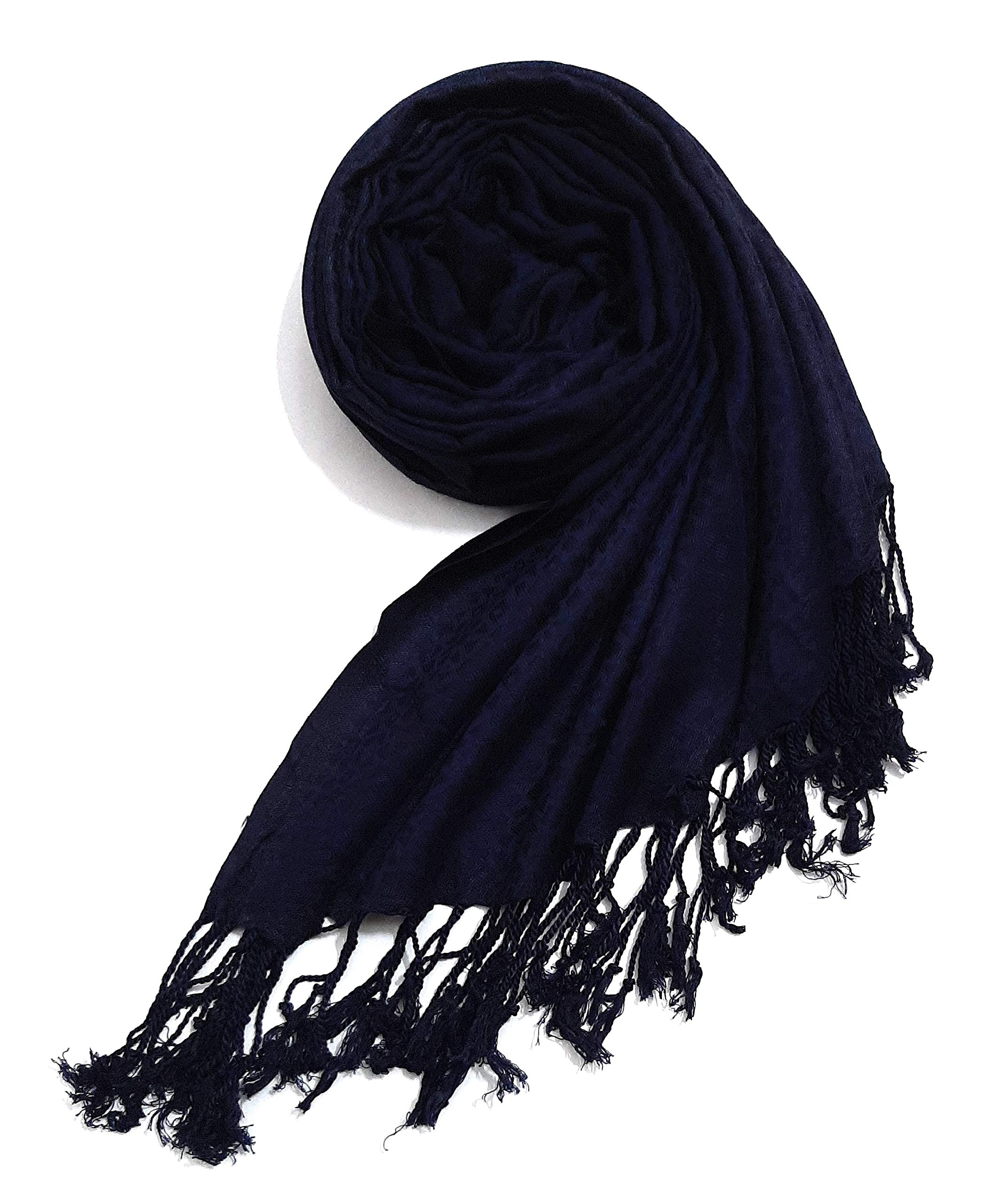 Chandwasia Viscose Scarf Stole & Shawl | Travel Office Casual Styling For Girls Women Men Summer Winter Use | Navy Blue | Viscose Fabric | 28x72 Inches | Self Design Sent Randomly