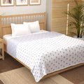 Story@Home Dohar Double Bed Cotton 100% | 150GSM 225 x240 cm Quilt AC Blanket for Summer | AC Comforter Double Bed | White & Light Purple Leaf Reversible Design Duvet | All-Season Blanket Kafalo