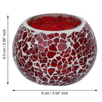 eCraftIndia Red Mosaic Glass Decorative Tea Light Candle Holder - Tea Light Holder - T Light Candle Holder for Diwali Decoration Items for Home Decor Living Room Dining Table - Christmas Diwali Gifts