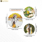 Artvibes Shri Krishna with cows Round Shape MDF Wooden Wall Decor Items | Living Room | Handcrafted Art | Wall Poster | Aesthetic Wooden Decor | Art Print | Unique Gift Items (WH_8818N), Set of 3