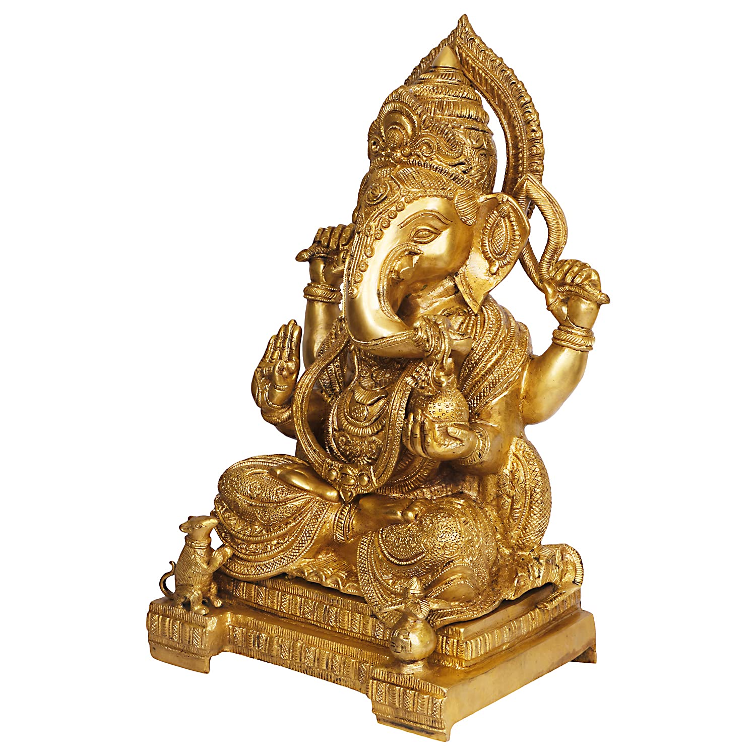 ARTVARKO Big Brass Lord Ganesha Bhagwan Idol Mangalkari Ganesh Statue Sitting for Home Decor Entrance Decor Gift 18 Inches