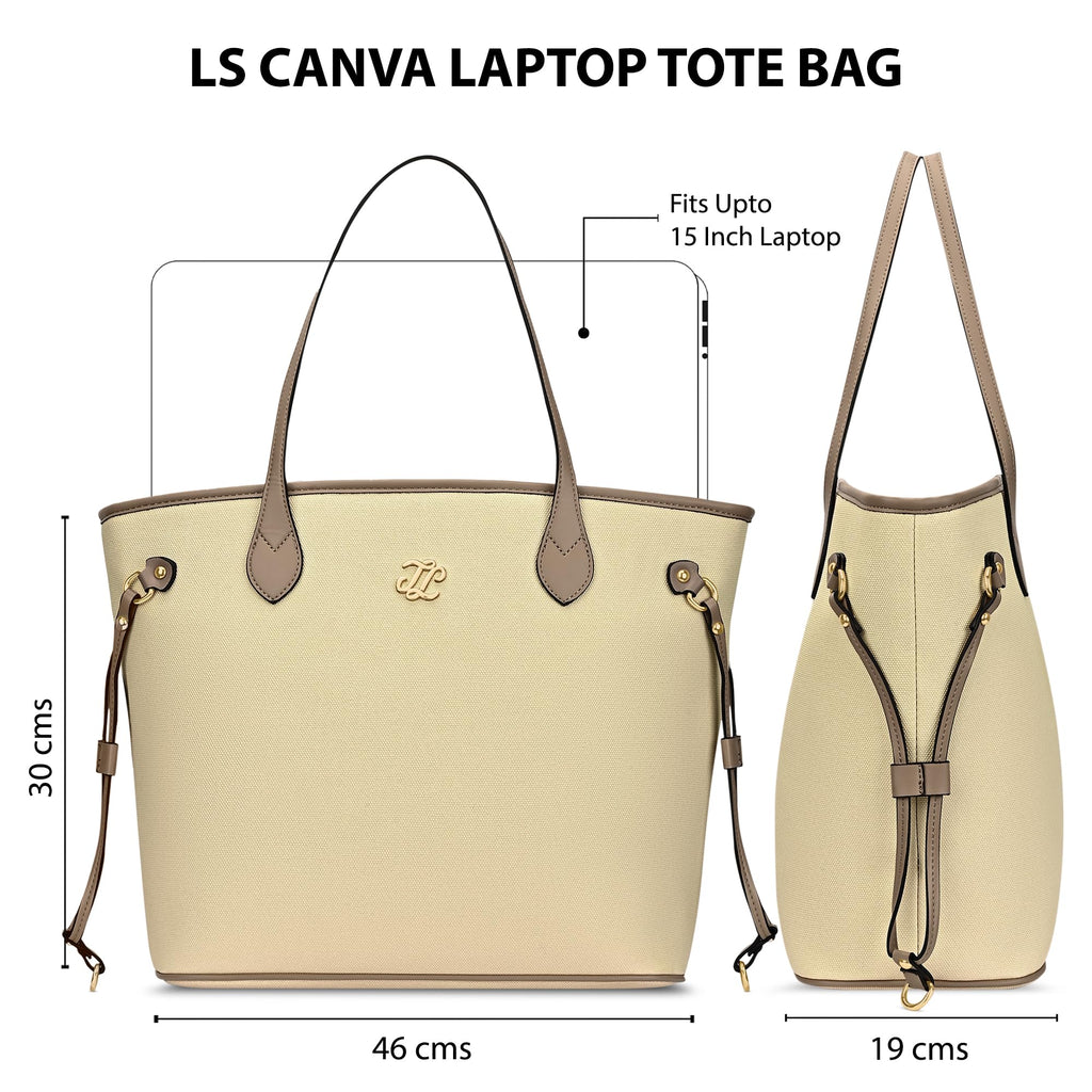Lavie Signature Women's Canva 15 Inch Laptop Tote Handbag | Tote Bag for Work | Ladies purse | Stylish Shoulder Bag | Gift for Women
