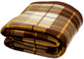 Goyal's Modern Checker Polar Fleece All Season Blanket Double Bed with Satan Border 500TC, 90x90 Inches - Brown Kafalo