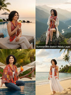 KE KANHA EXPORTS Scarf for Women Boho | Border Print Stylish | Stole for Women Breathable Summer Beach Wrap with Tassels | Multicolour |180 x 50 cm|FREE Scrunchie Included
