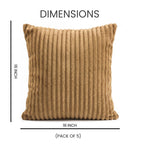 Yellow Weaves Pencil-Stripe Fur Cushion Covers | Soft Polyester | Decorative Sofa & Throw Pillow Covers | 16x16 Inches, Pack of 5 (Golden Brown)