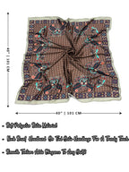 leeza store Women's Silk Scarf For Women, Taupe Brown Digital Printed, Floral Paisley Motifs With Polka Dots, 40 X 40 Stylish Stole & Headscarf