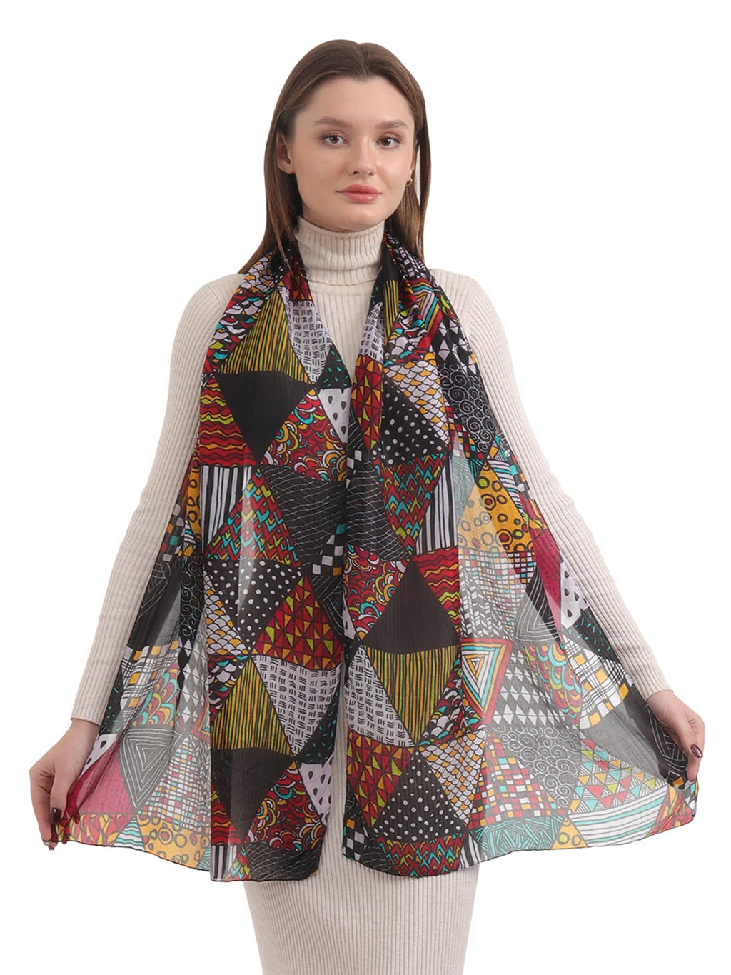 EH 100% Pure Mulberry Silk Scarf for Women, head scarf, neck scarf, hair scarf, digital printed long (22 X 72) (MC 23)
