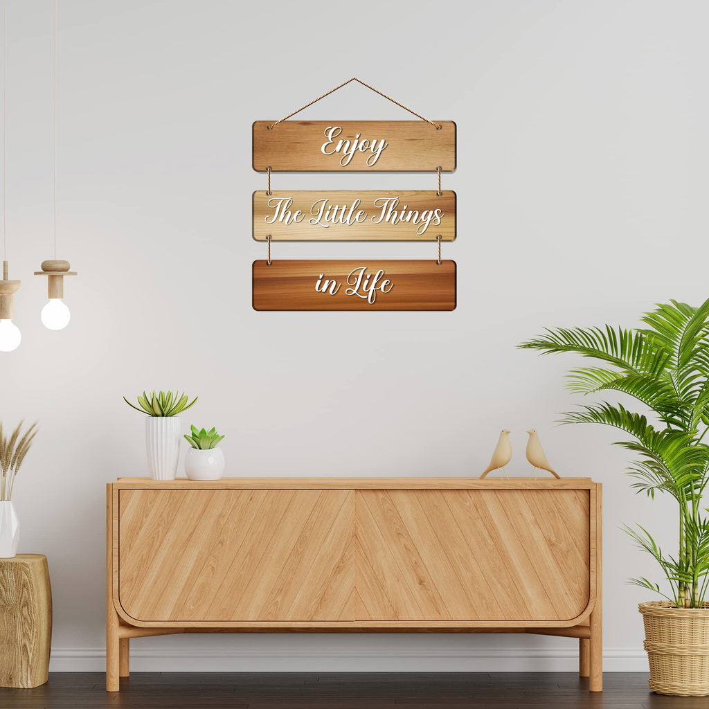 Artvibes Enjoy The Little Things In Life Decorative Wall Hanging Wooden Art | Quotes Decor Item | Wall Illustrations | Office Decor | Wall Art Print | Inspirational quotes | Gift Items (WH_5307N)