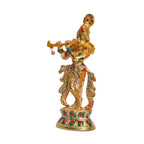 KridayKraft Lord Krishna Metal Statue,Krishna Idol Murti Playing Flute for Temple Pooja,Decor Your Home,Office & Showpiece Figurines Gift Article,Religious Idol...