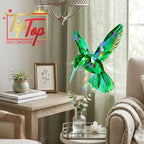 TIPTOP DECORATION Premium 3D Clear Crystal Acrylic Iridescent Pigeon Dove Hummingbird Hanging Suncatcher (Aquamarine, Pack of 1 Piece)