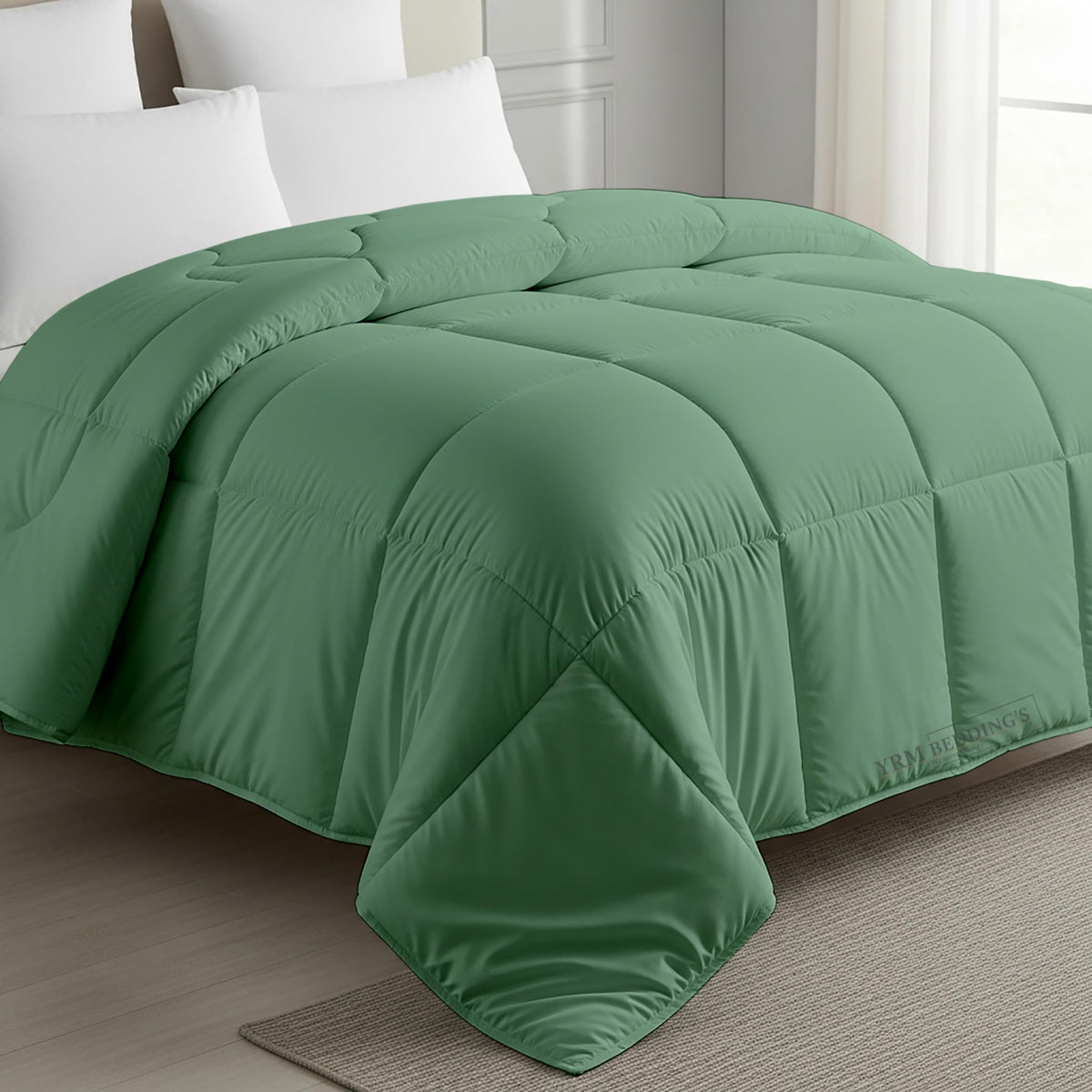 MeckHome Culture MHC- 800 Series Quilted Comforter 300-GSM Microfiber Soft/Fluffy Hypoallergenic Comforter/Quilt/Dohar/Rajai for (92 x 106 Inches) King Size Comforter -Emerald Green Kafalo