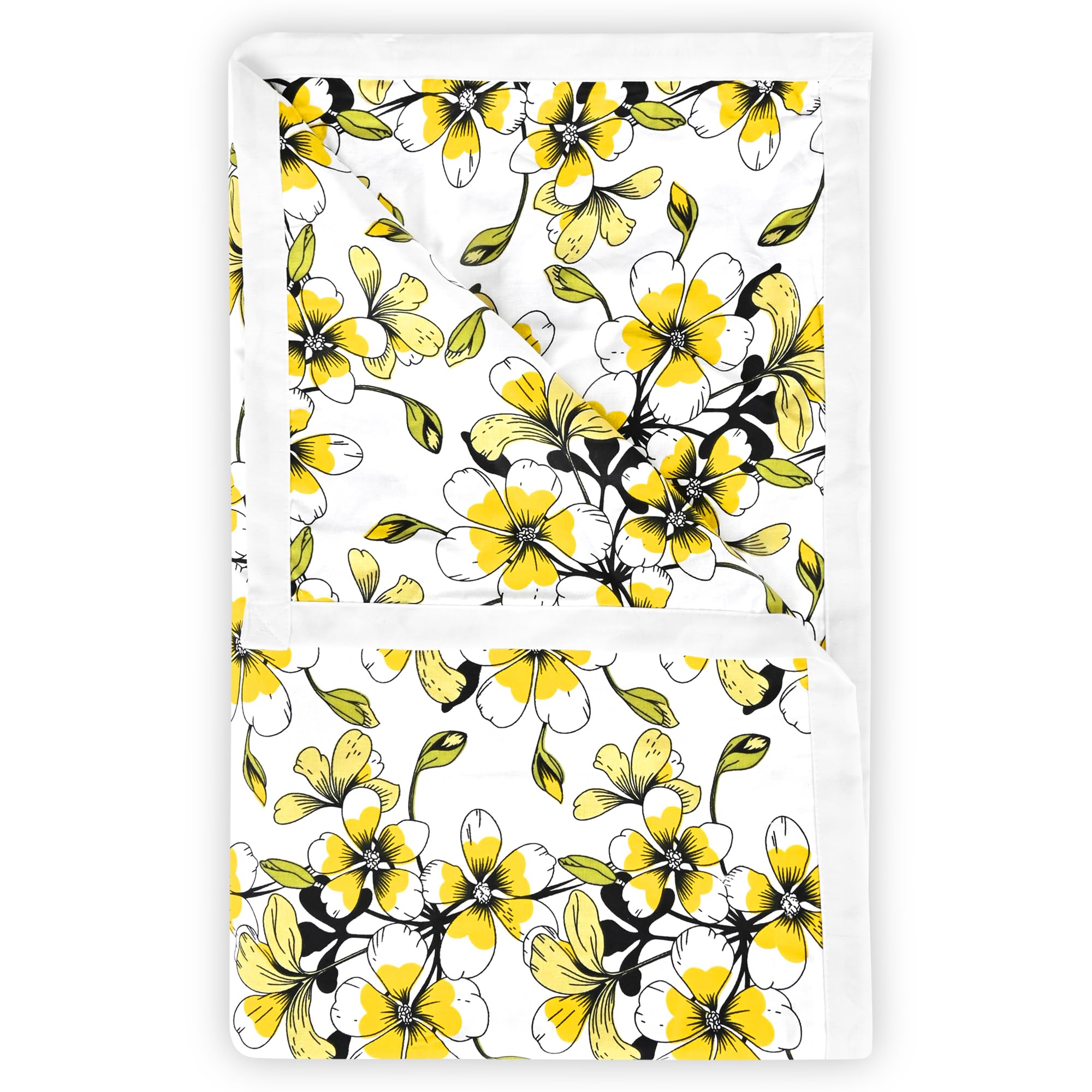 Divine Casa Floret 100% Cotton Single Dohar | 120 GSM | Soft & Lightweight Throw Blanket | Cozy & Breathable Bedding | All-Season Comfort | 210 x 140 CM, Daffodil Yellow Kafalo