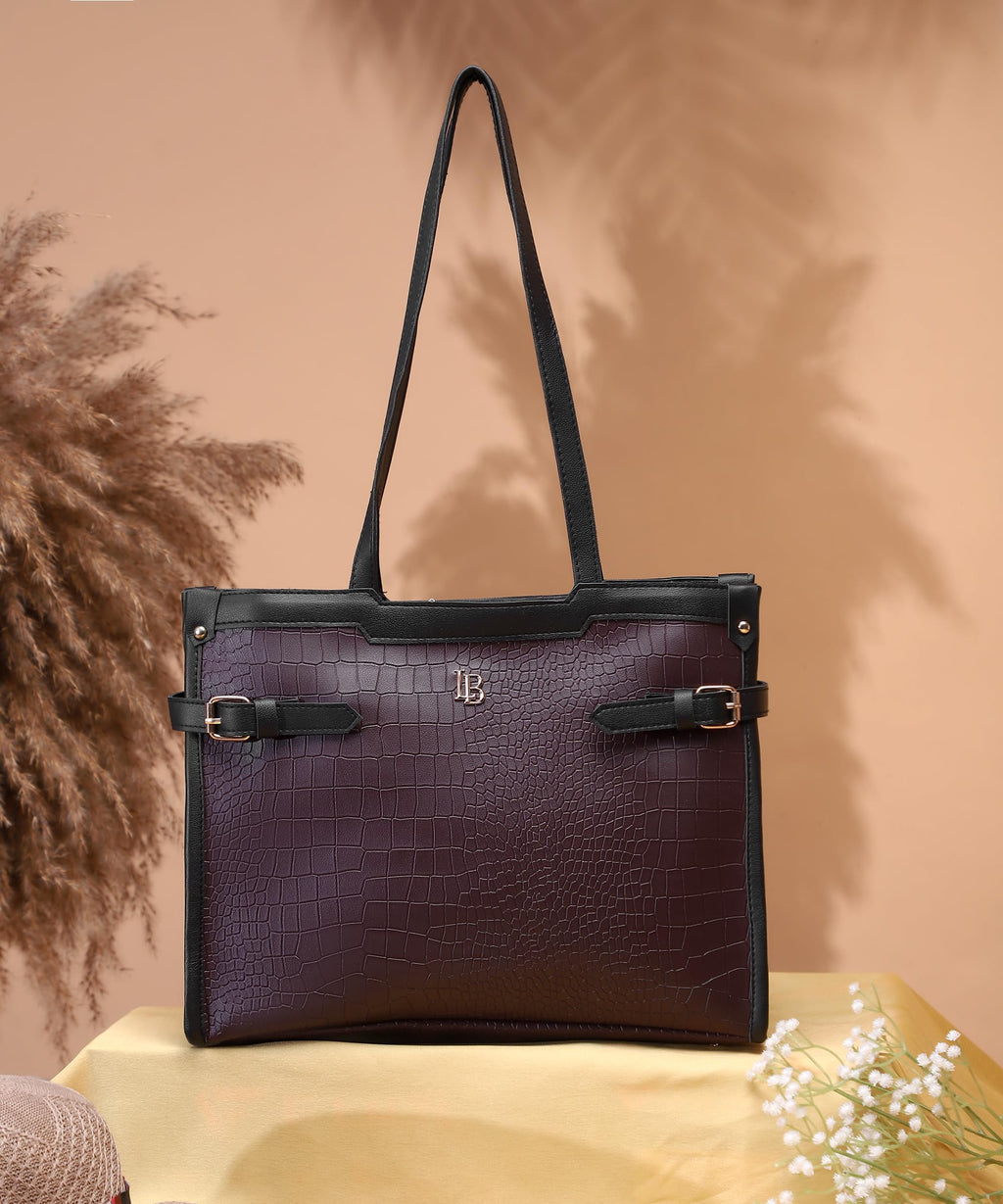 LEGAL BRIBE Stylish Buckle Tote Bag (Coffee Brown)