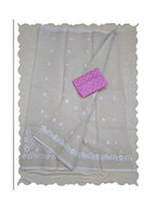 SUNEHRIDORIA Women’s Kota Doria Embroidery Saree with Blouse | Lightweight Soft Cotton Blend Kota Doria Saree | White Chikankari Style Thread Work Saree for Women (Cream)