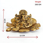 Kridaykraft Metal Ganesh Gold Polish Leaf for Home Decor and Gift Purpose(12 x12 x 8 cm)