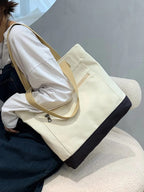 GLOWIC Large Canvas Tote Bags for Women with Zipper | Shopping Bag for Grocery, Travel, Beach | Shoulder Handbags for Women, College Bags for Girls Stylish Trendy(WBAG-33)