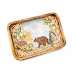 Pavitra Uphaar Elegant Wooden Serving Tray, Elephant Art, Waterproof Enamel Finish, with Easy Grip Handles (Large)