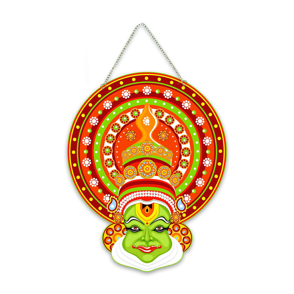 Artvibes Kathakali Cultural Dance Wooden Wall Hanging Art Item For Living Room | Traditional Artwork | Wall Art For Hall | Wall Poster | Graphic Art | Ethnic Wall Decor | Gift Items (WH_8607N)