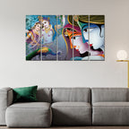 VIBECRAFTS Radha Krishna 5 Pieces Canvas Wall Painting For Home | Office | Living Room | Gift (PTVC5Pcs4_8558)