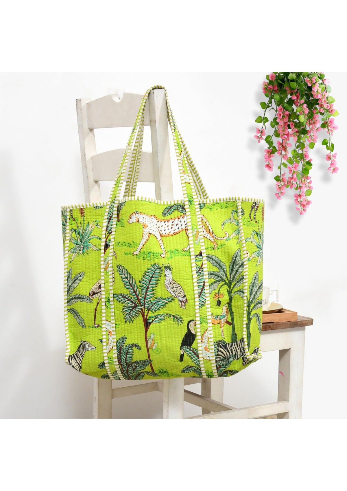 Yda fashion Quilted Cotton Tote Bag – Reusable Large Shopping Bag for Women & Men, Lightweight Eco-Friendly Grocery Tote with Printed Design, Shoulder Bag for Travel, Beach & Daily Use