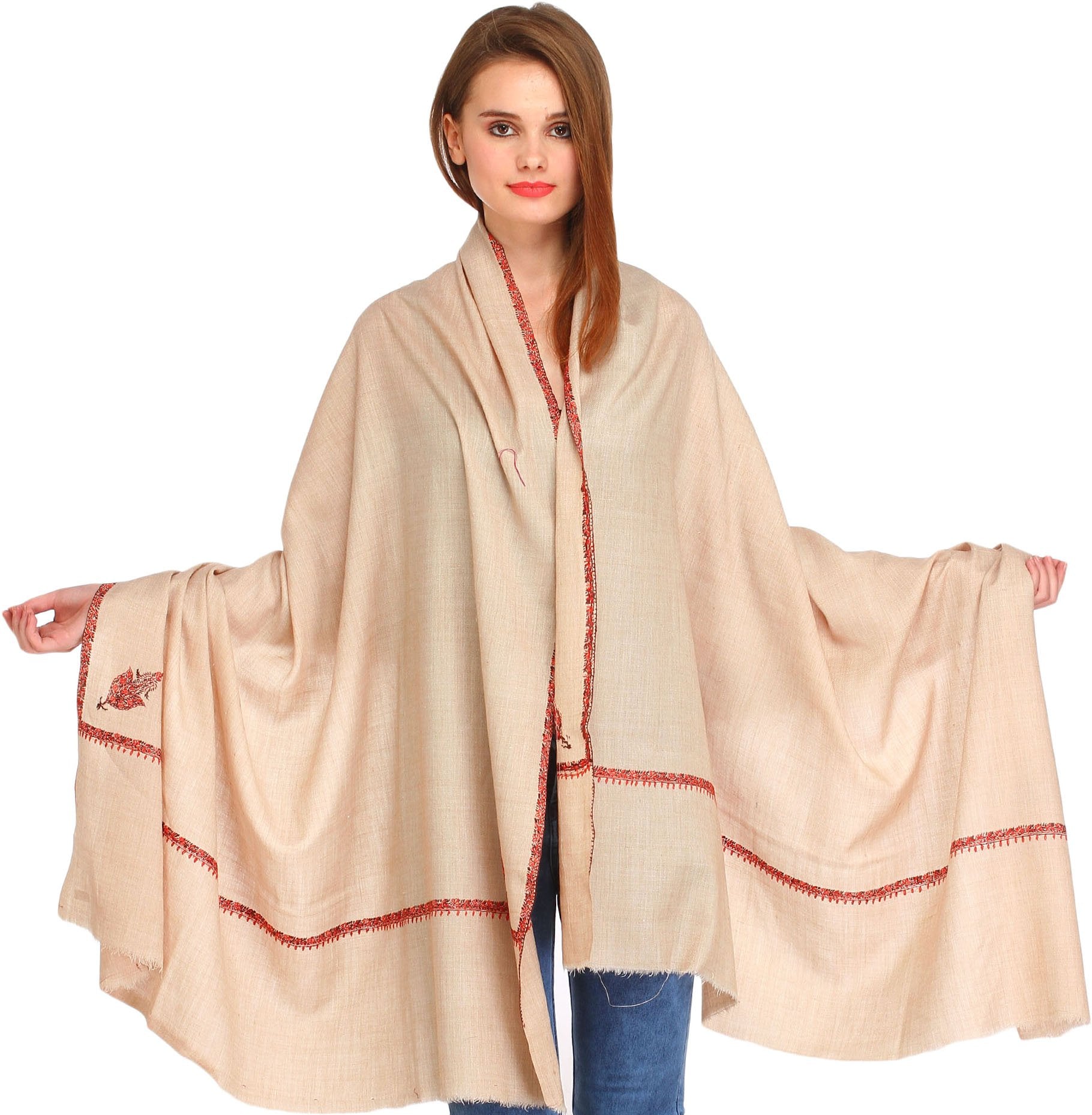 Exotic India Women's Shawl (SWJ26-whitecap-gray_Multi_Free Size)