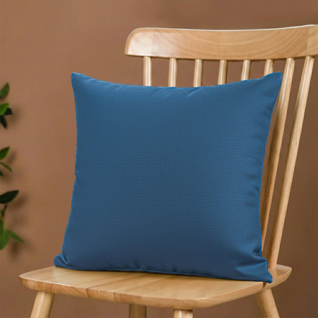 Yellow Weaves Cotton Canvas Decorative Cushion Covers, (16 X 16 Inches), Set of 3, Denim Blue