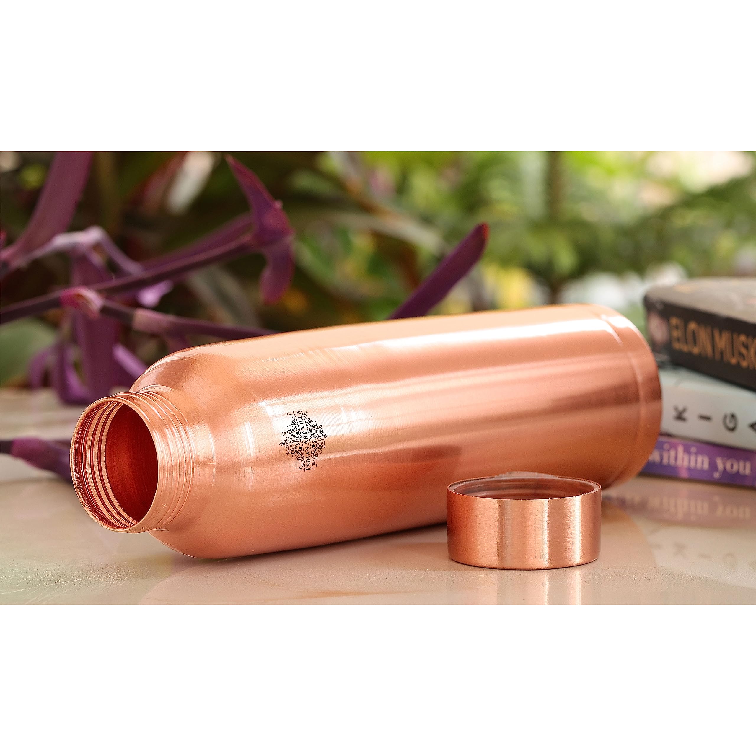 Indian Art Villa Pure Copper Water Bottle – 900 ML, Doctor's Choice Leak-Proof Ergonomic Design, Ayurvedic Copper Drinkware for Home, Office, Gym & Travel