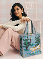 Cotton Quilted Tote Bag for Women | Lightweight Reusable Shoulder Handbag | Durable Eco-Friendly Shopping Bag | Large Capacity Travel, Office & Daily Use Carry Bag | Stylish Utility Tote (Jungle)