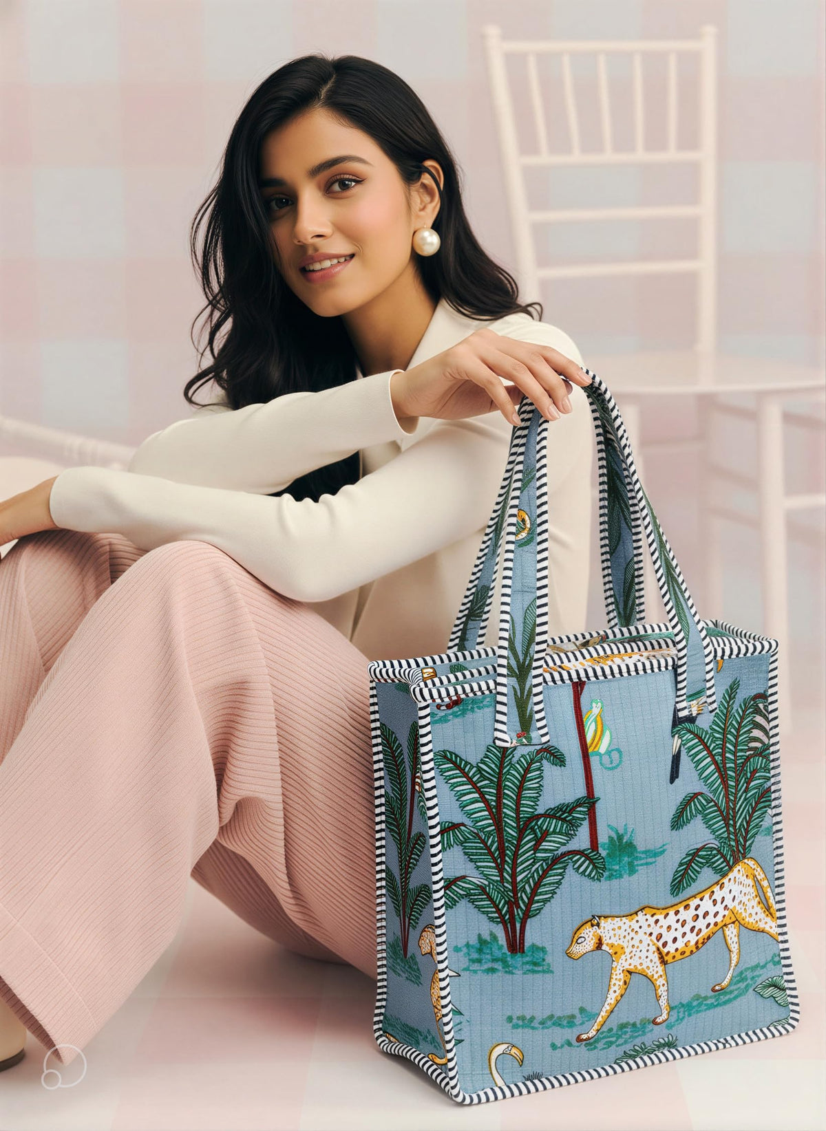Cotton Quilted Tote Bag for Women | Lightweight Reusable Shoulder Handbag | Durable Eco-Friendly Shopping Bag | Large Capacity Travel, Office & Daily Use Carry Bag | Stylish Utility Tote (Jungle)