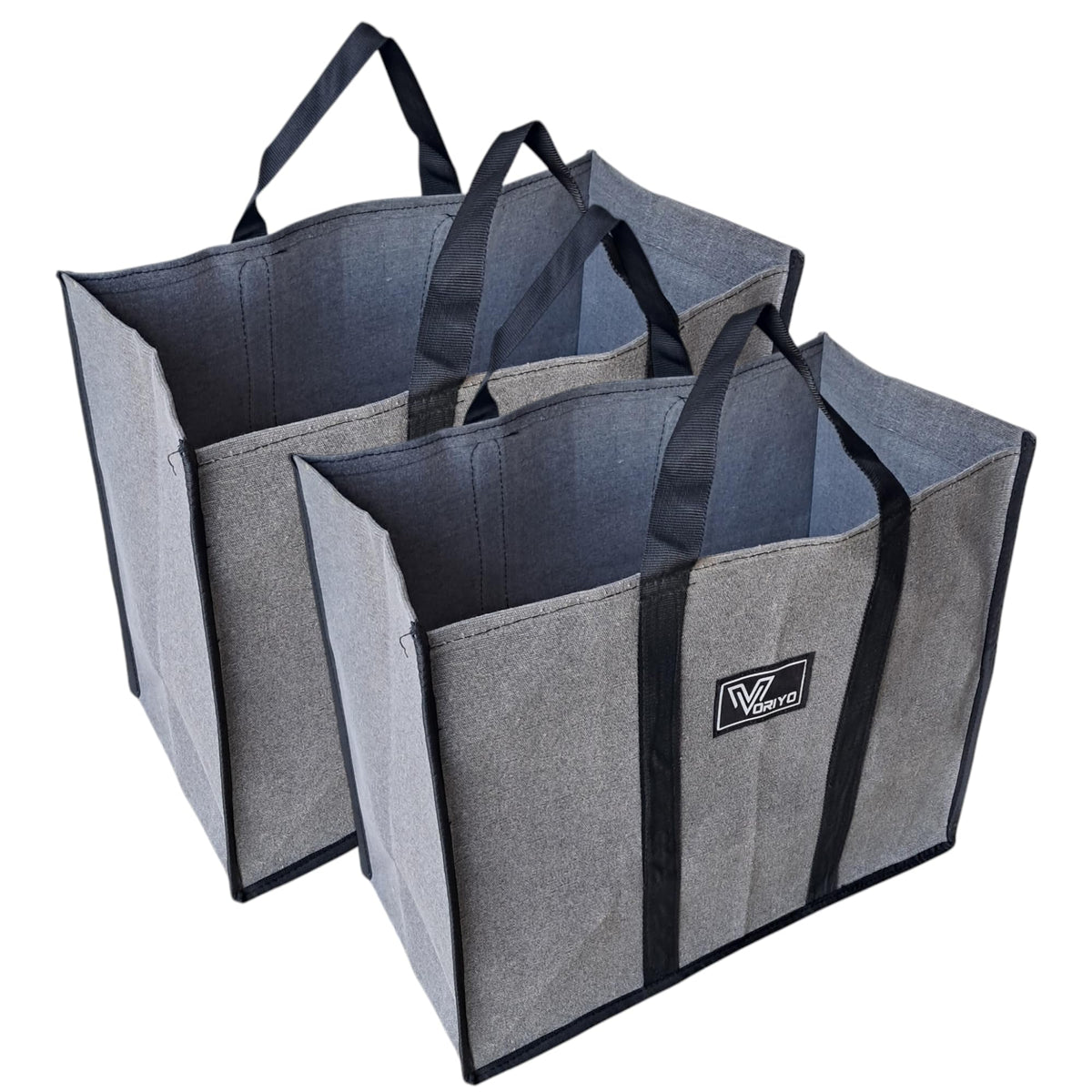 VORIYO Travel Shopping Grocery Tote Bag Foldable for Multipurpose Shopper Bag Eco Cotton Daily Use with Strong Handles (Pack Of 2, Grey)(TV02SB)