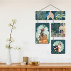 Artvibes Indian Devotional Pichwai Art Shri Radha & Krishna Wooden Wall Hanger for Home | Spiritual Decor Items | Wall Poster | Artwork| Stylish Modern Decor Item | Gift Items (WH_6532N)