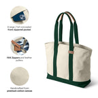 DailyObjects Ivory-Forest Green Field Tote Bag |Canvas Tote Shoulder Bag Fits upto 14 Laptop for Women and Men Work & Daily Use |Handcrafted from premium cotton canvas perfect for Work & Daily Use