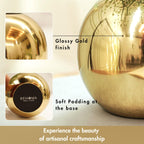 BEHOMA Metal Ball Round Metal Vase Set, Gold - Set of 2
