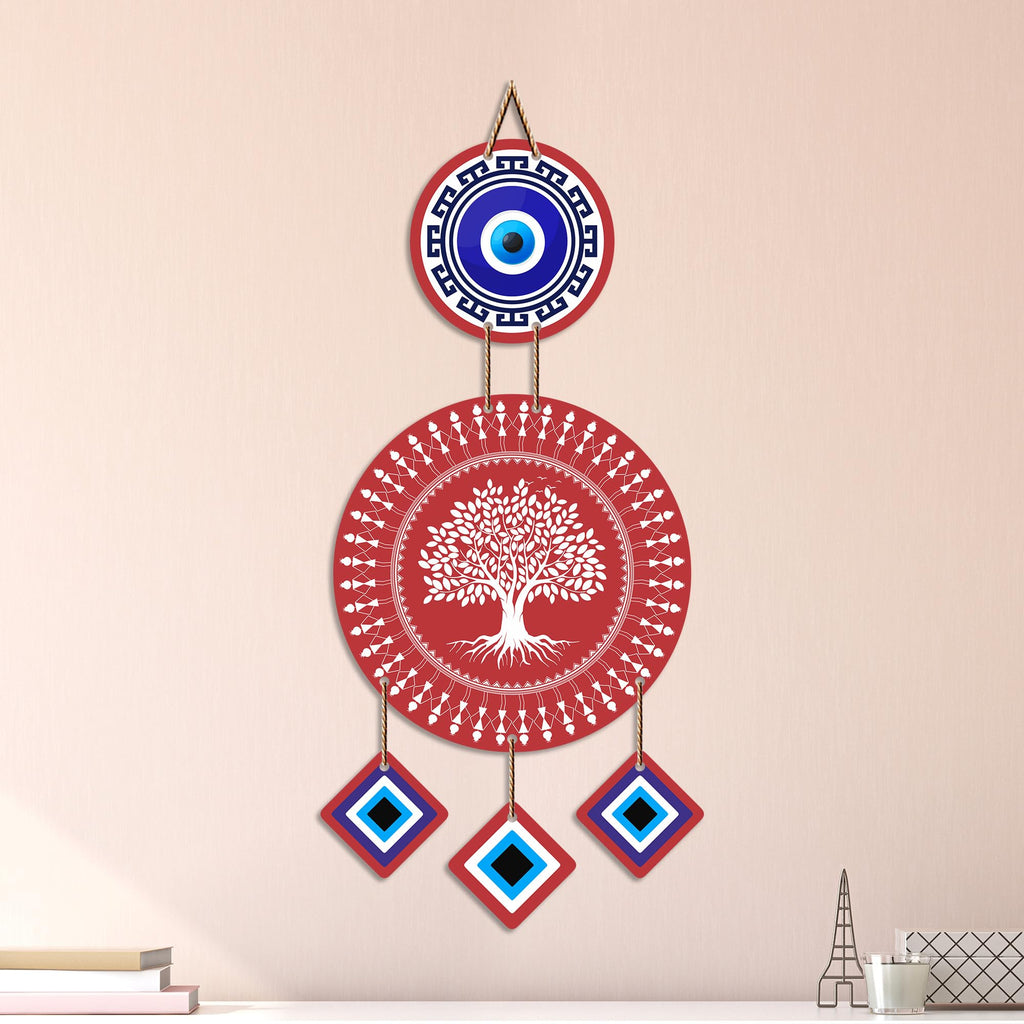 Artvibes Tree of Life Evil Eye Wall Hanging for Home Entrance Decor | Nazar Battu Protection Hanging for Living Room Bedroom Office | Vastu Positive Energy MDF Decorative Gift (WH_85122N)