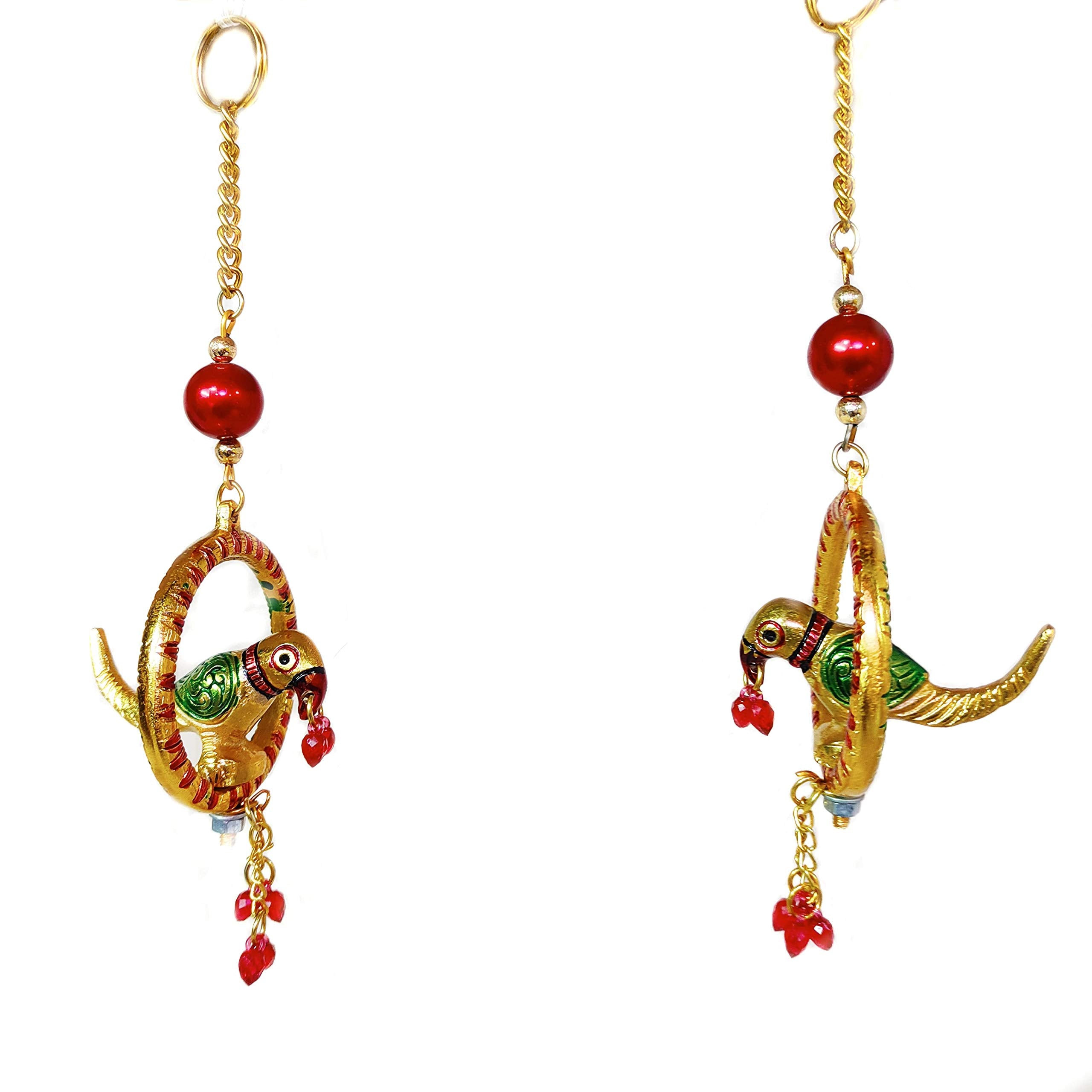 KridayKraft Metal Parrot Statue for Door Hanging, Garden Decor Looks Very Beautiful, Decor Your Home, Office/Hanging Colorful Parrot Showpiece (Set of 2Pcs)